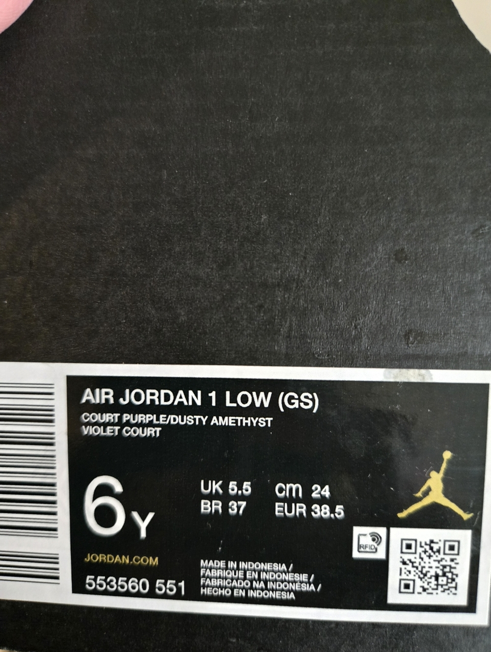 Air Jordan 1 Low GS Court Purple 553560-551 Youth Size 6Womens 7.5 New - Picture 8 of 11